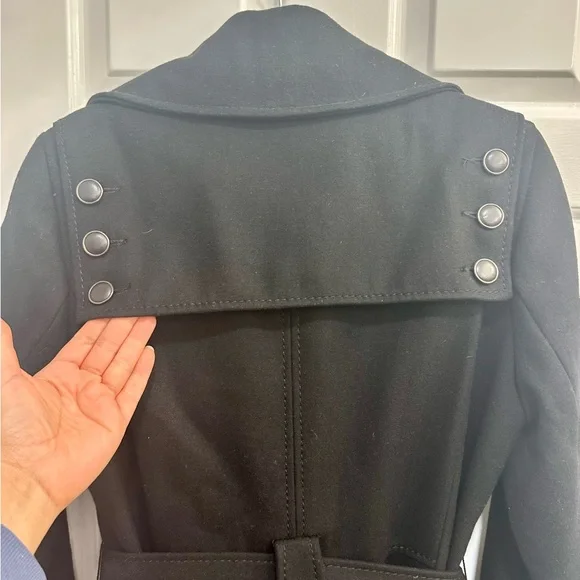 Kenneth Cole New York Black Trench Coat, Wool Coat, Winter Coat - Picture 9 of 12